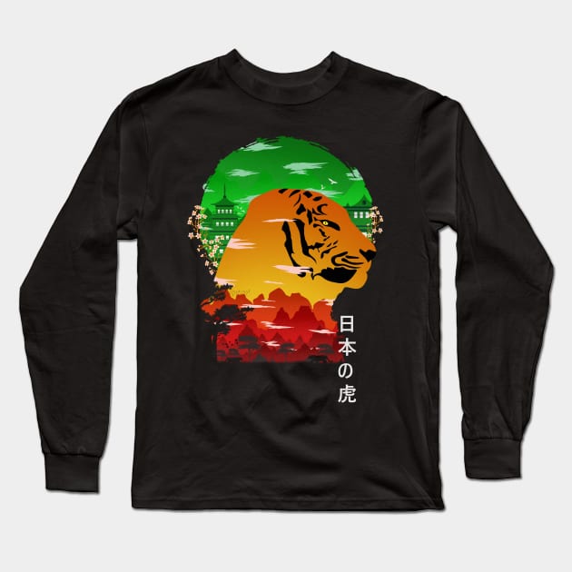 Tiger in japan Long Sleeve T-Shirt by Jackson Lester